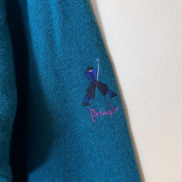 Pringle of Scotland Nick Faldo Wool Golf Sweater - Men's Size M - Green Red - Picture 2 of 11